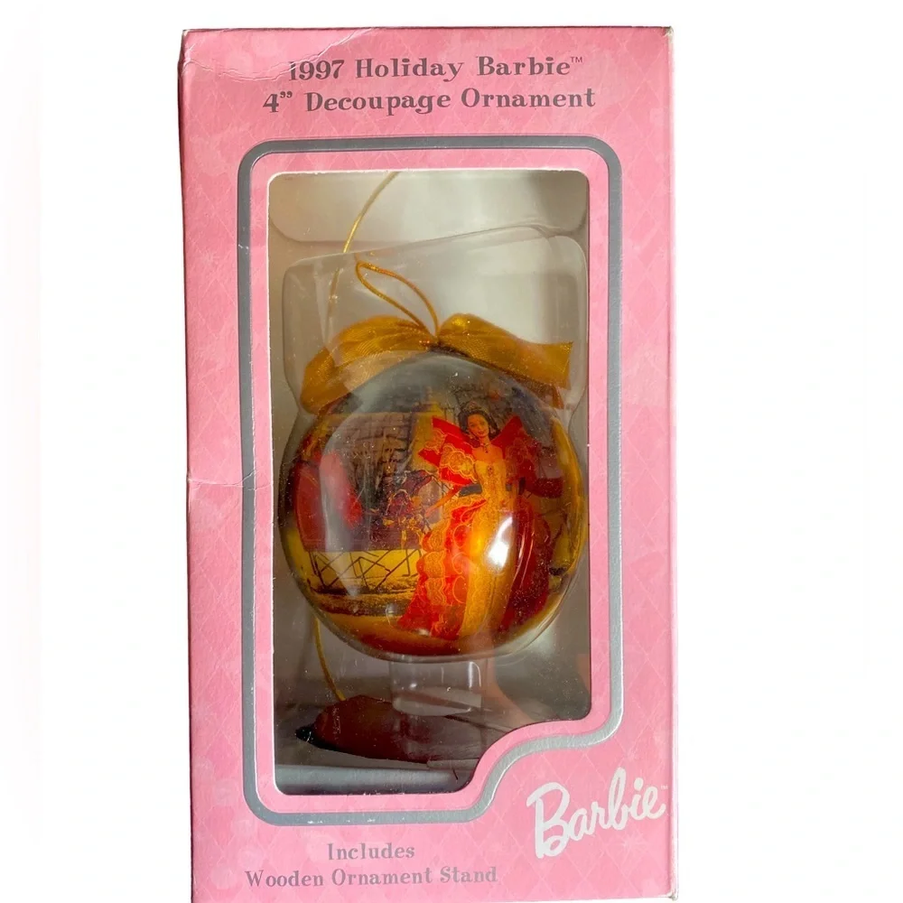 Vintage 1997 Barbie ornament with stand Collectable